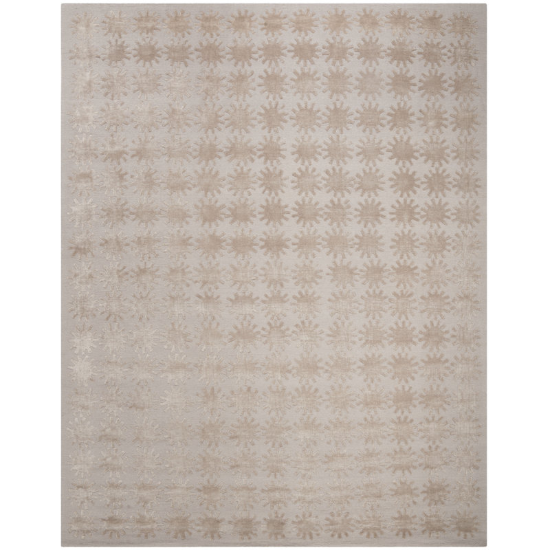 Silk and Wool Geometric Indoor Rug, 7 pi 9 po x 9 pi 9 po