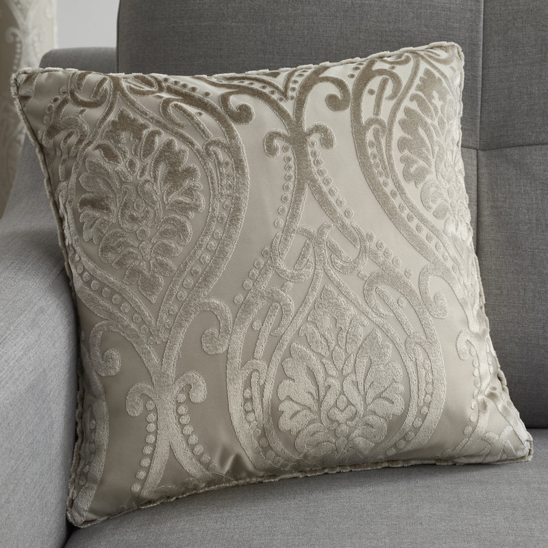 Chateau Damask Square Cushion, Natural, Polyester/Polyfill