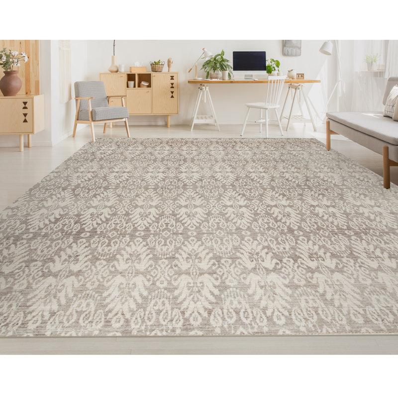 Sultanabad Wool Ikat Area Rug in Gray
