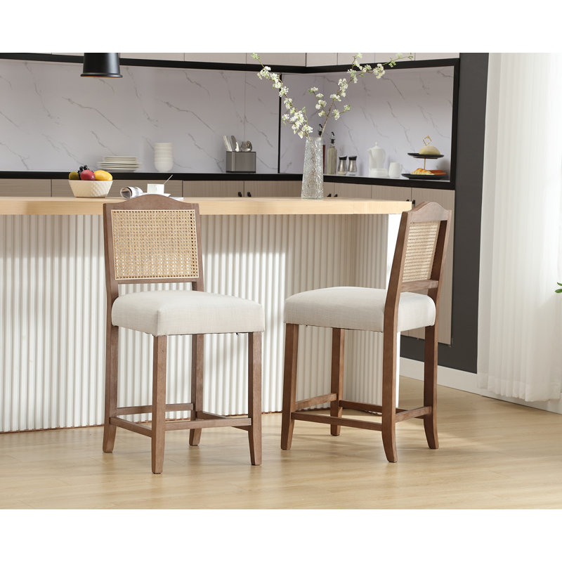 Tabouret de comptoir 26,5 po Ariew, Naturel, Blanc