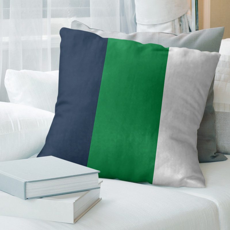 Oreiller en suède de south bend, 16 po x 1 po, Bleu / vert / blanc