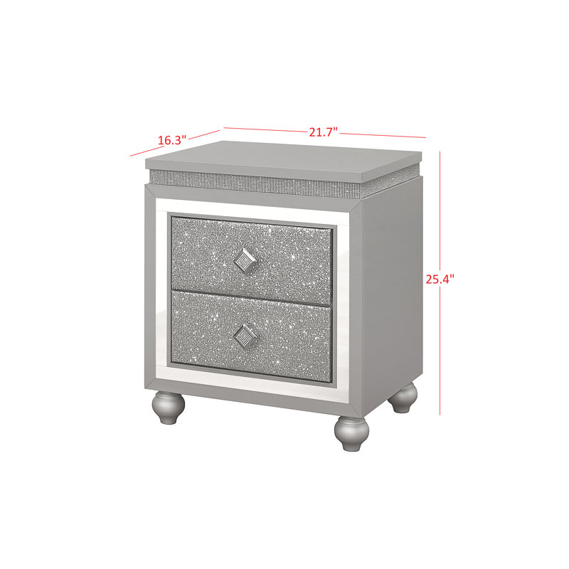 Table de chevet 2 tiroirs Cartert en gris