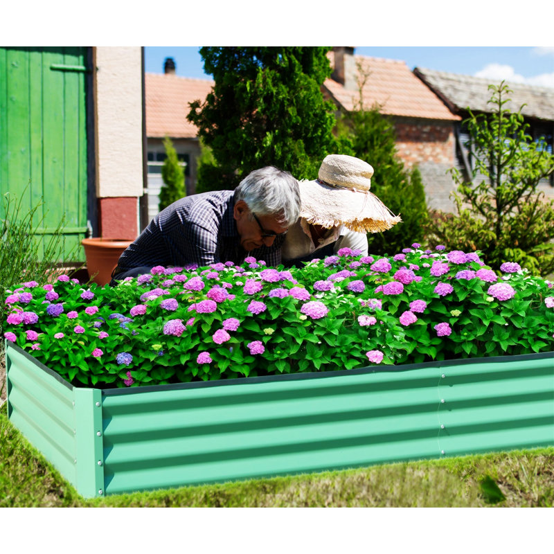 Lit de jardin surélevé galvanisé 8X4X1 Ft, Vert