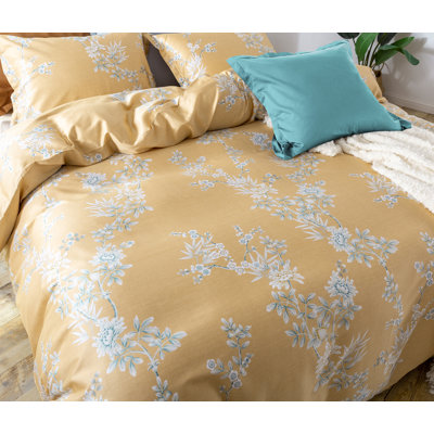 Floral Modern & Contemporary Cotton Sateen Floral Duvet Cover