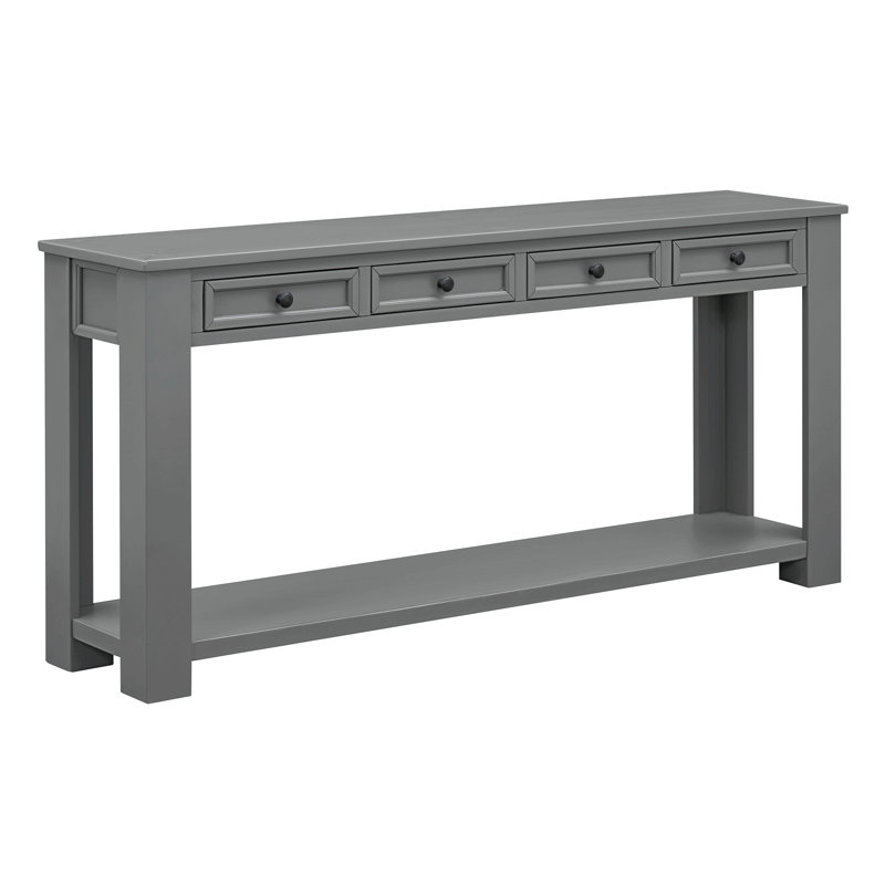 Console Table/Sofa Table With Storage Drawers And Bottom Shelf For Entryway Hallway, Tan