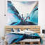 Tapisserie bleue panoramique avec motif abstrait-28503397