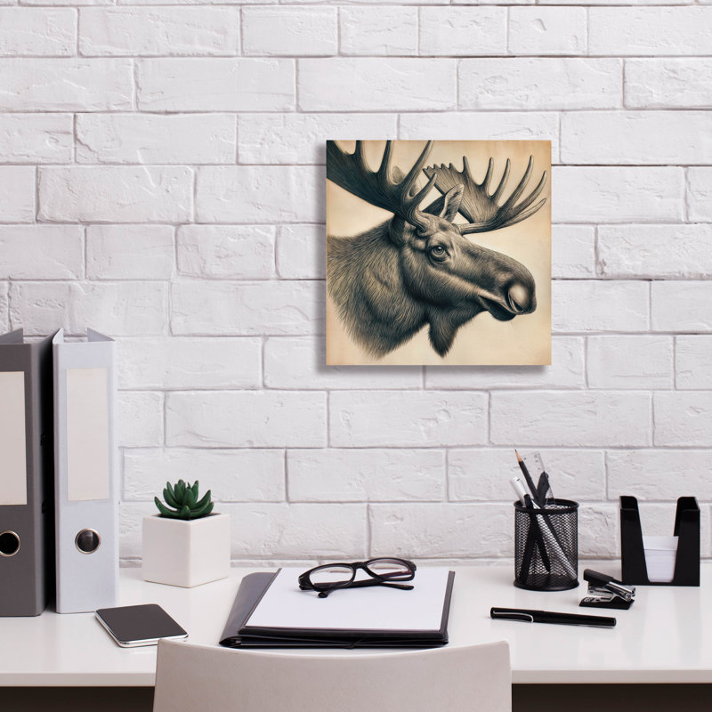 Toile épique «Moose Head» par Rey Klimt, H 12 po x l 12 po