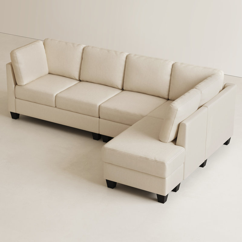 Canapé modulaire en L en similicuir, Orienté à droite, Similicuir brun