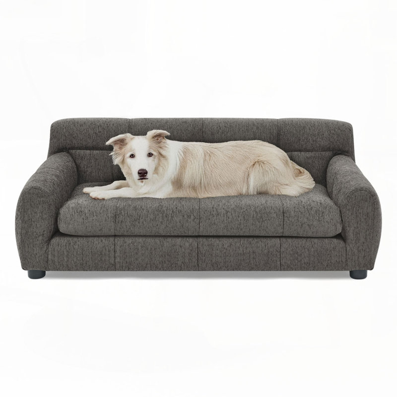 Lit rectangulaire pour chien, canapé-lit pour chien, H 14 po x l 38 po x P 22 po, Gris foncé