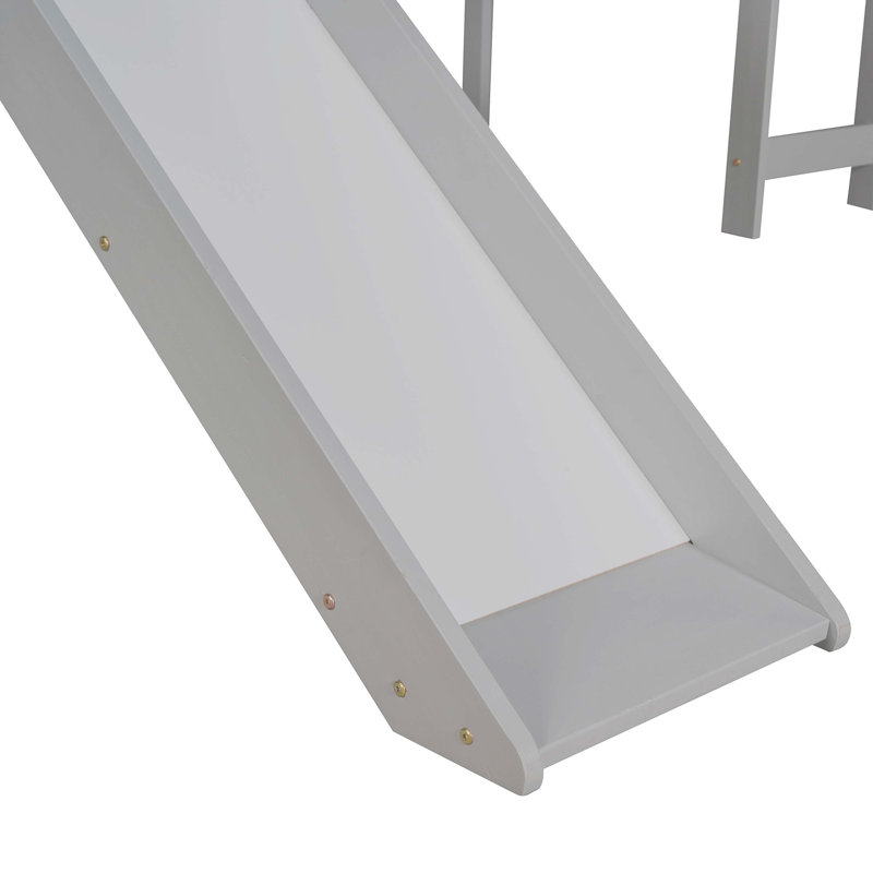 Lit mezzanine simple avec glissade, conception multifonctionnelle, gris