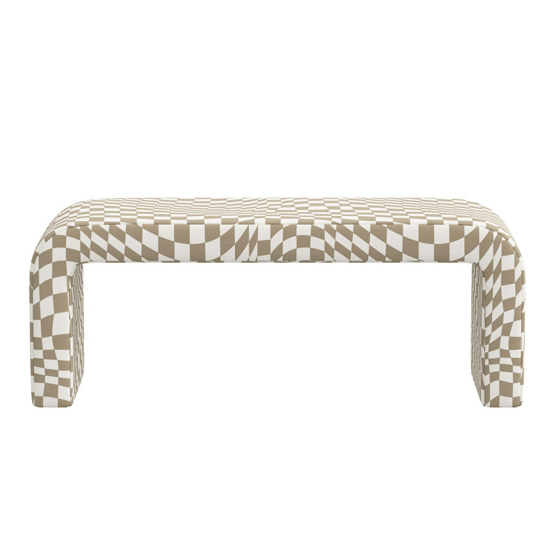 Banc rembourré Barley, Groovy brun clair à carreaux
