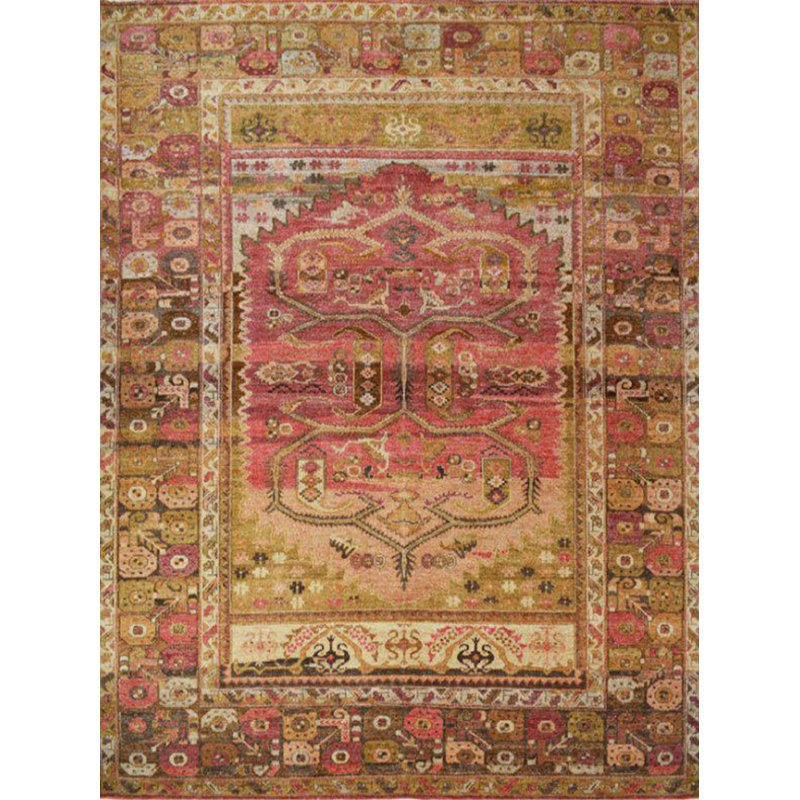 Tapis décoratif orange à motif traditionnel jaune sur le thème de la collection Barcelona