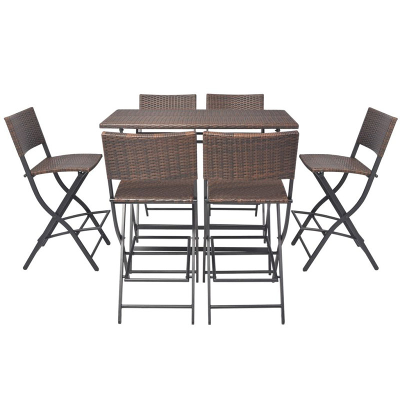 Amesville Patio Dining Set with Rectangular Table, Brown