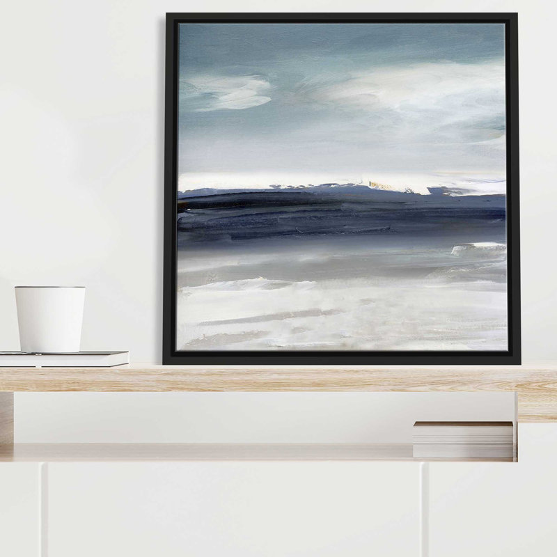 Sandpiper Bay par Sally Swatland - Peinture, L 21,5 po x H 21,5 po, Cadre noir