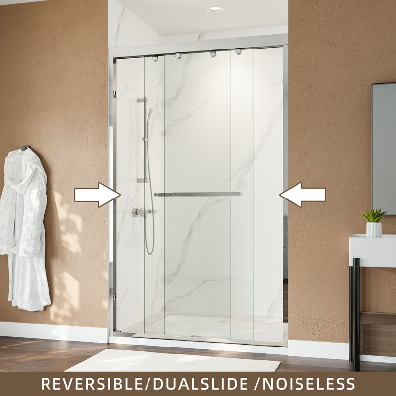 48 po x 75 po, ensemble de porte d'armoire en verre à deux glissières - verre trempé, rail en aluminium, roues anti-déraillement, salle de bain compacte