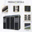 Remise de rangement extérieure en métal 10 pi x 12 pi avec toit en arche et portes verrouillables pour la cour de jardin, noir