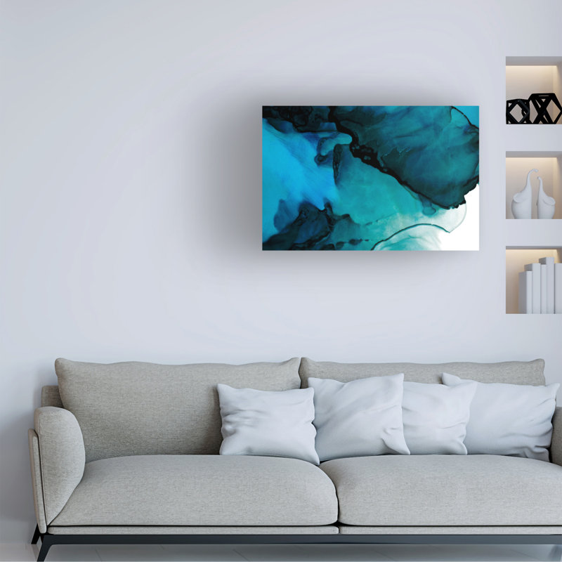 Tom Quartermaine Blue Alcohol Ink Canvas Art, H 22 po x l 32 po x P 2 po