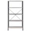 Bibliothèque à 4 tablettes en bois de grève gris, aspect moderne pour le bureau à domicile et le salon