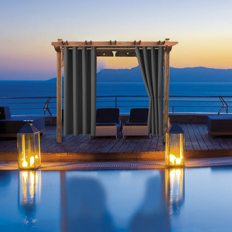 Rideau de terrasse imperméable et isolant, l 52 po x L 94 po, Gris foncé