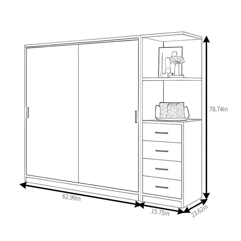 Garde-robe simple et tendance grise, H 79 po x l 79 po x P 24 po