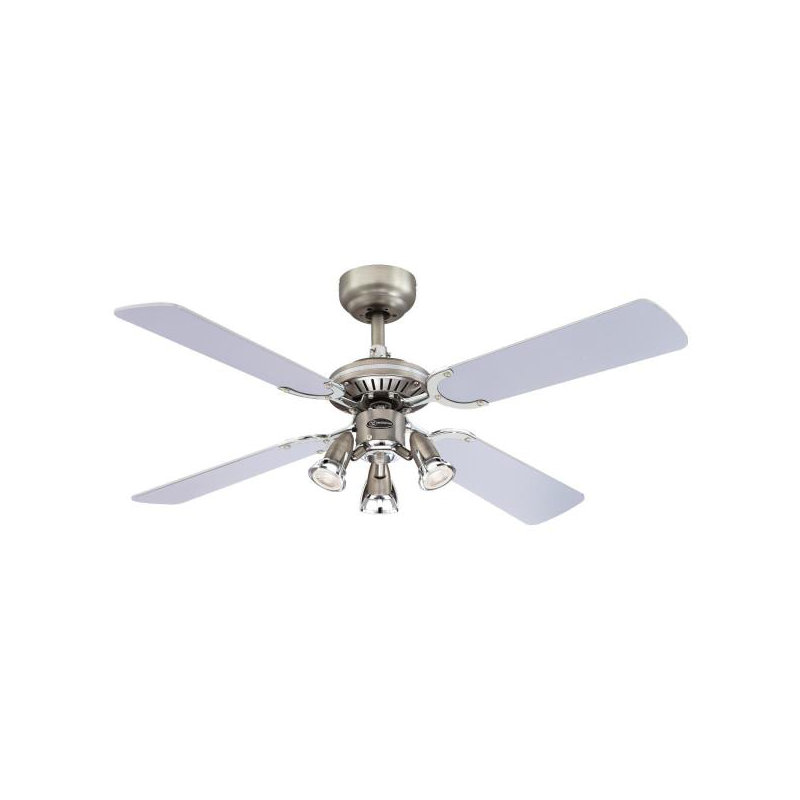 Latrobe 105cm Ceiling Fan with Light Kit, Chrome with Silver/Graphite Blades