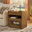 Table de chevet moderne Mid Century avec station de charge, 2 tiroirs et tablette ouverte - noyer clair