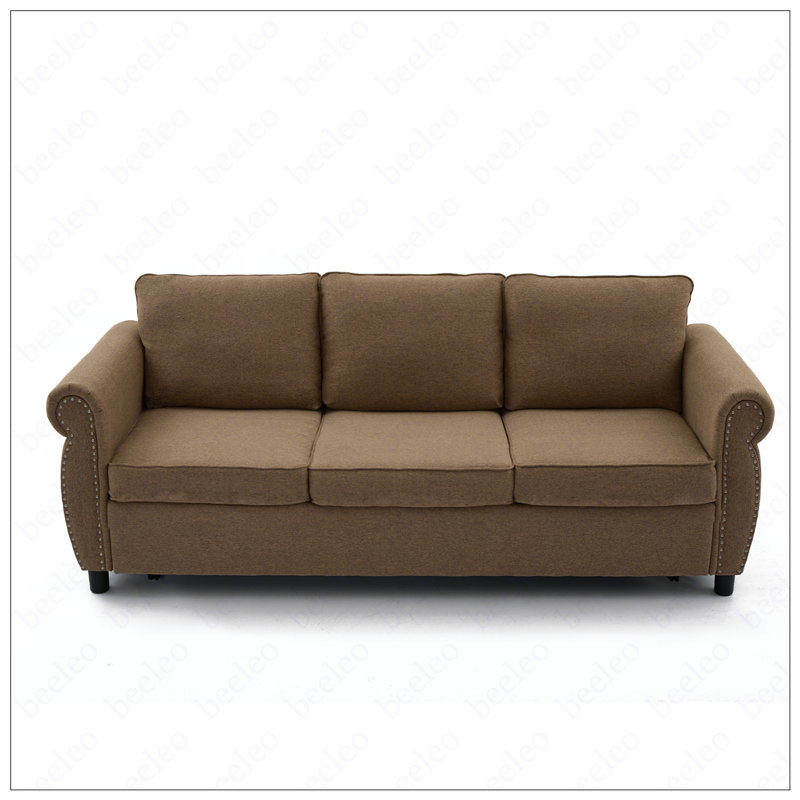 Canapé-lit convertible grand 81,5 po 2-en-1, canapé-lit escamotable, canapé-lit 3 places, avec matelas en mousse à mémoire de forme de 3,35 po, main courante à rivets, brun
