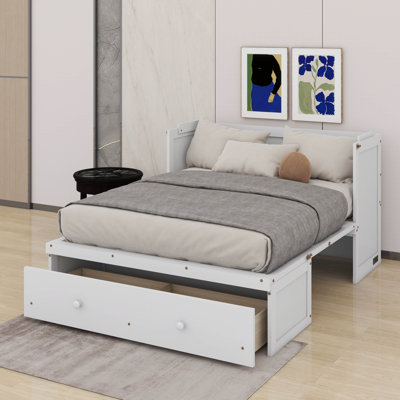 Lit escamotable double avec port USB et tiroir
