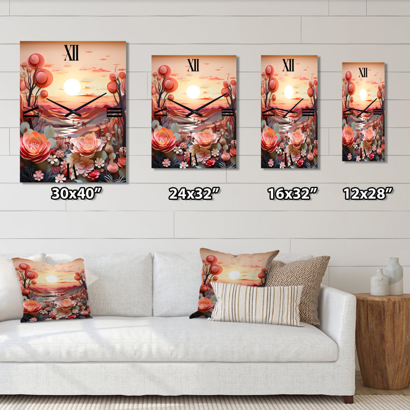 Cactus Tangerine Twilight I - Horloges murales Cactus, Petit