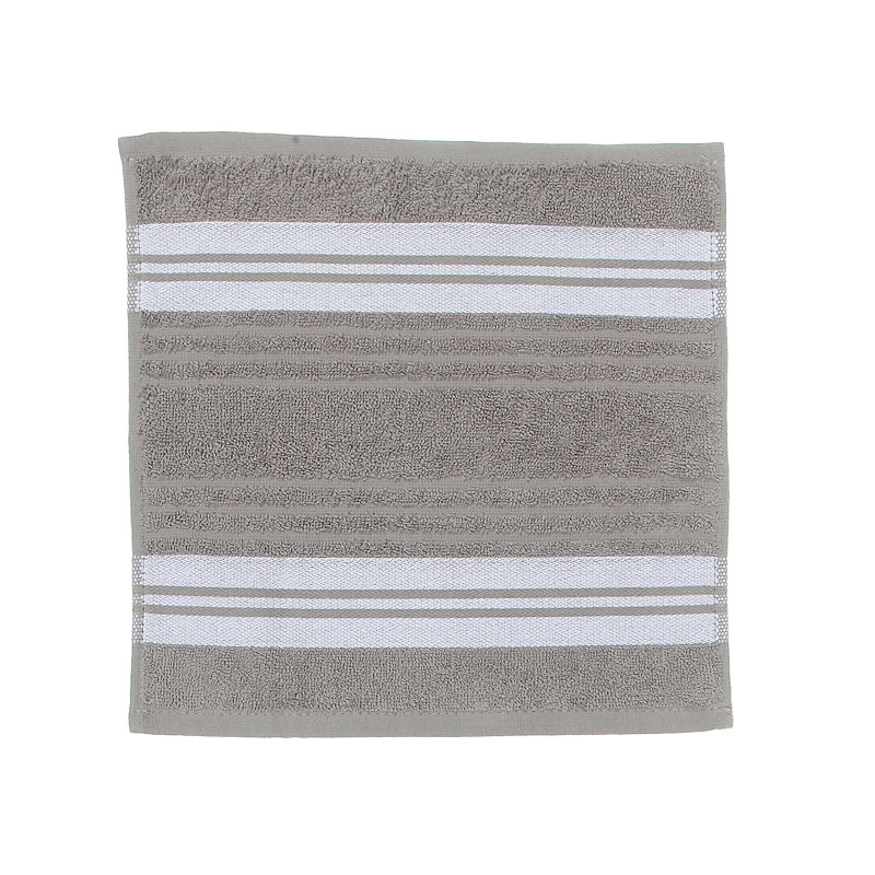Cotton Blend Ribbed Washcloth, Light Gray