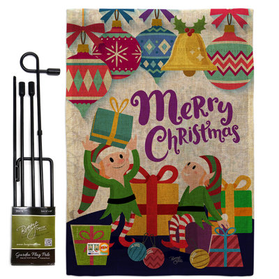 Double Sided 18.50'' H x 13'' W Polyester Christmas Flag Set