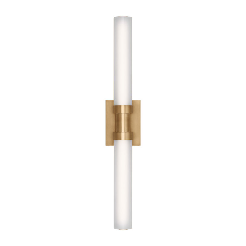 Éclairage à intensité variable pour meuble-lavabo à DEL 1 lumière Kelan, Laiton satiné, H 26,75 po x l 4,75 po x P 4,5 po