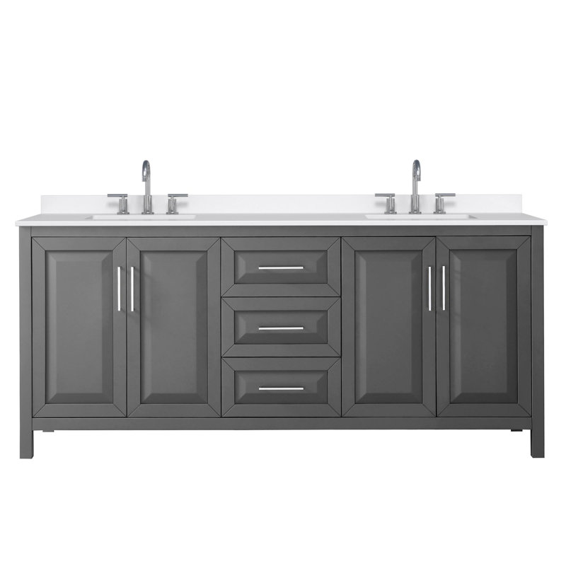 Daria 80'' W Vanity, Gray, Polished Chrome, Giotto Quartz