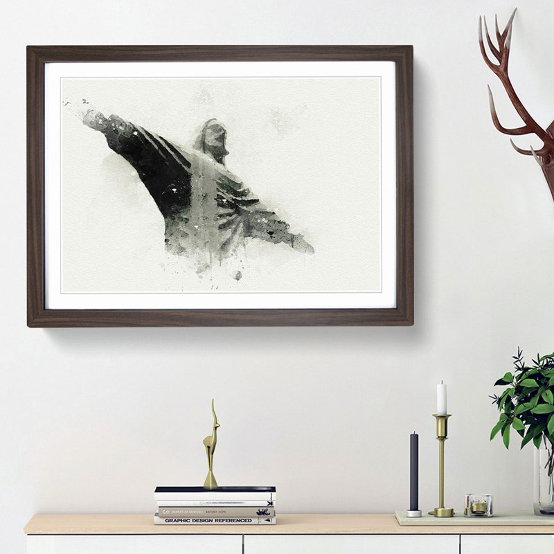 Corcovado in Rio De Janeiro Brazil in Abstract - Framed Print, 62cm H x 87cm W x 2cm D, Walnut Framed