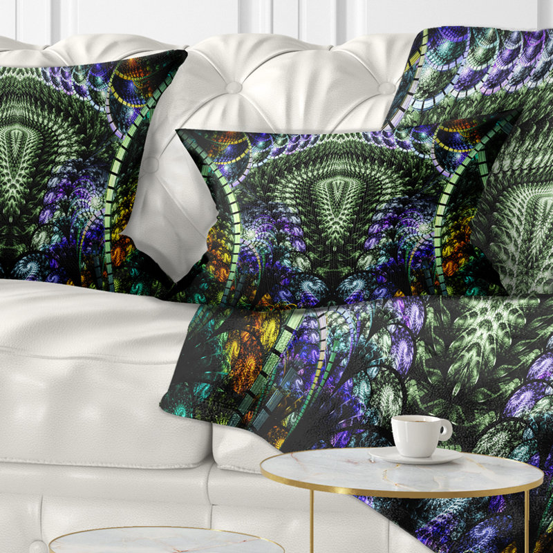 Coussin lombaire à motif fractal coloré unique Abstract