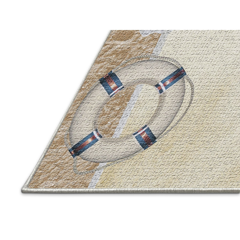 Tapis beige de style nautique, Rectangle 2 pi x 4 pi