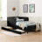 Twin Size Upholstered Platform Bed Frame With 2 Storage Drawers, Adjustable Velvet Sofa Bed, Black-78380681-78380682