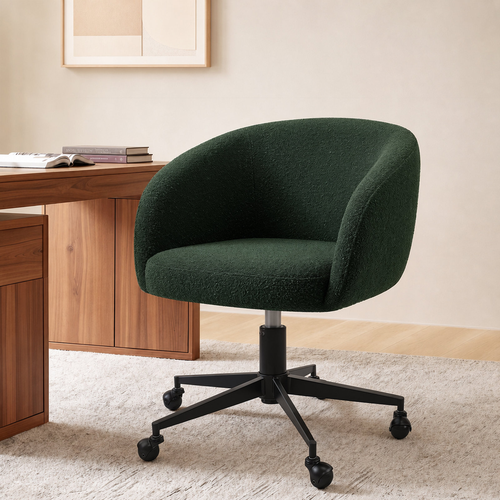 Bouclé Office Chair, Green