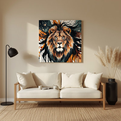 Wildlife Asiatic Lion Purple Metal Wall Art