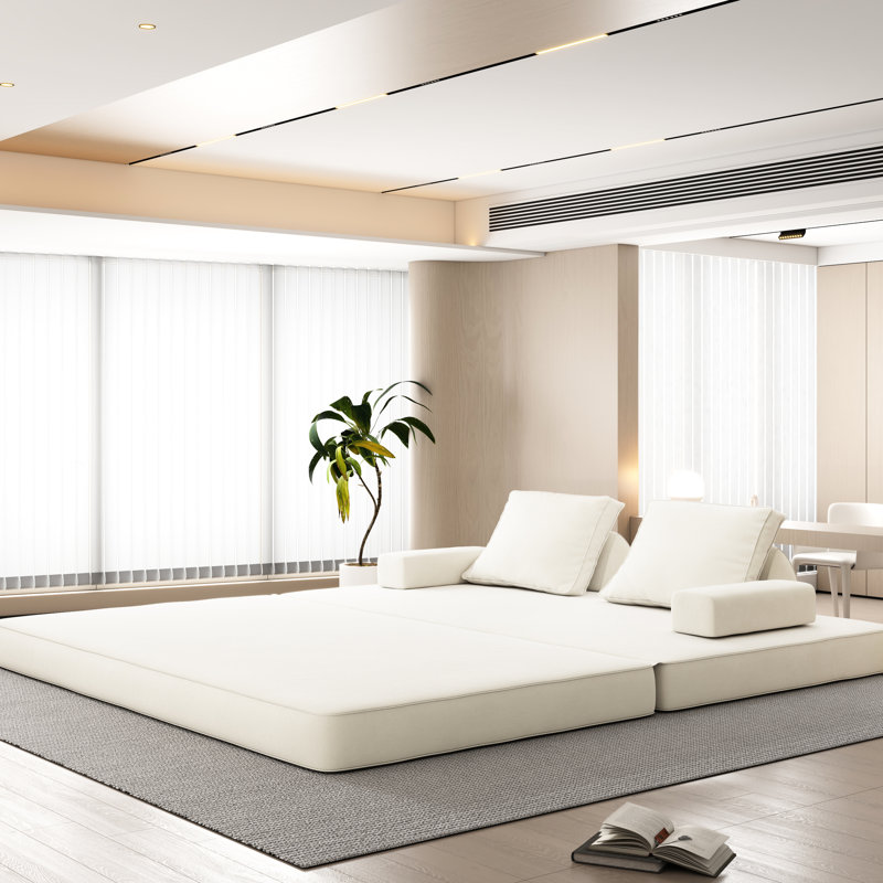 Lit multifonctionnel 86,6 po au design ergonomique, rembourrage en éponge haute densité et tissu chenille convertible à accoudoirs carrés, facilement reconfigurable pour différentes utilisations