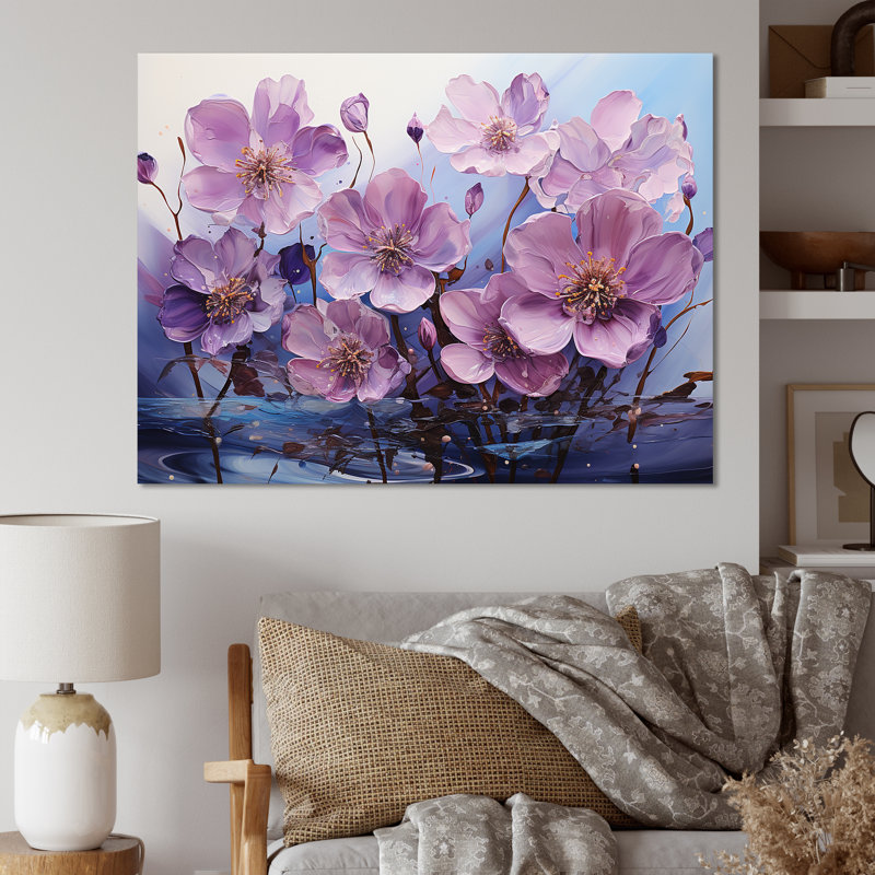 «Violet Flower Meadow Harmony I» sur toile, H 24 po x l 32 po x P 1 po, Toile tendue