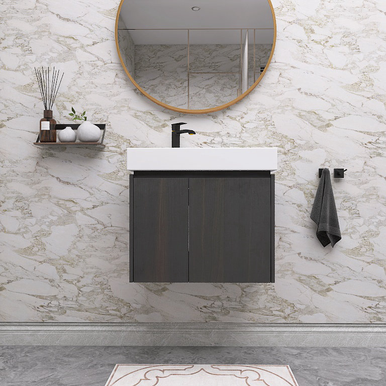 Meuble-lavabo avec plateau Jaiel, Noir