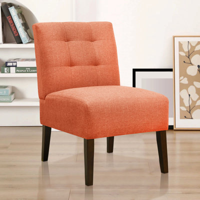 Chaise d'appoint moderne, chaise longue sans accoudoirs avec revêtement capitonné et pieds en bois, chaise d'appoint en tissu pour le salon, la chambre à coucher, le meuble-lavabo de maquillage, la conception à dossier à pattes, décoration confortable