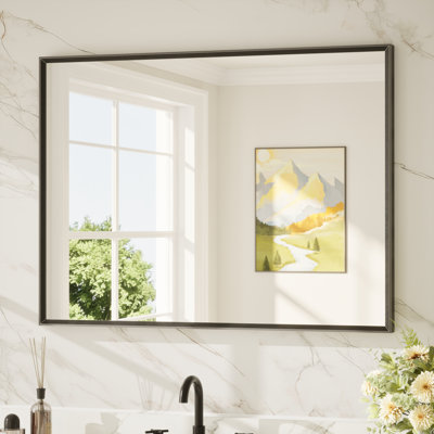 Miroir de salle de bain avec cadre en aluminium et verre trempé