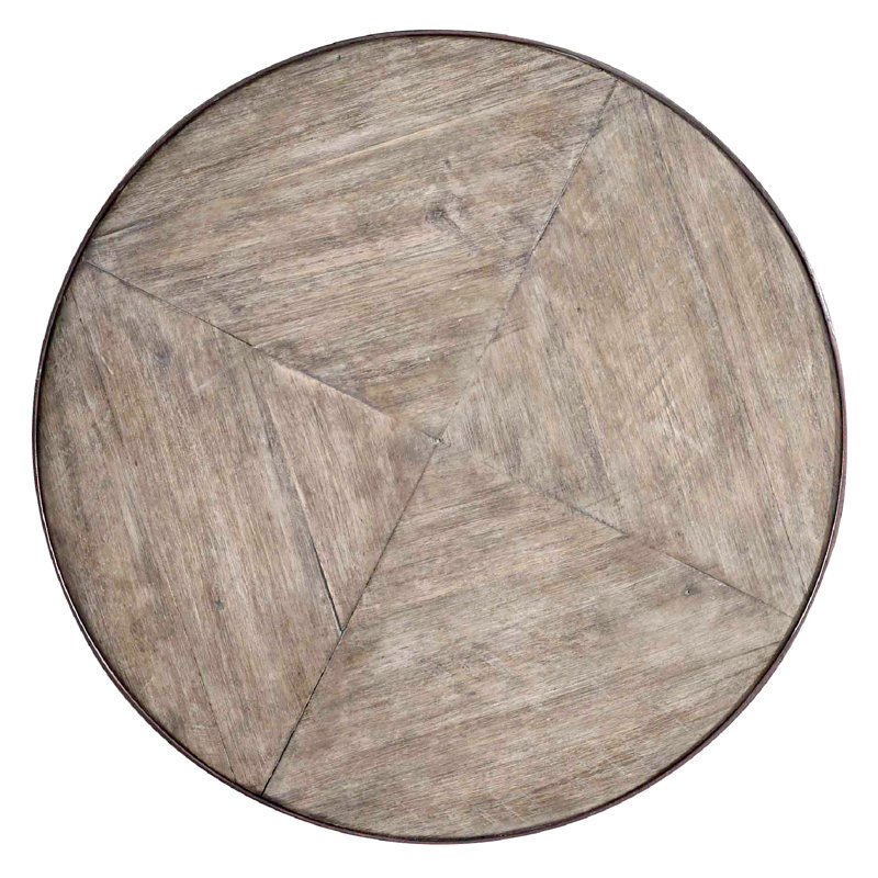Round Reclaimed Wood Transitional End Table