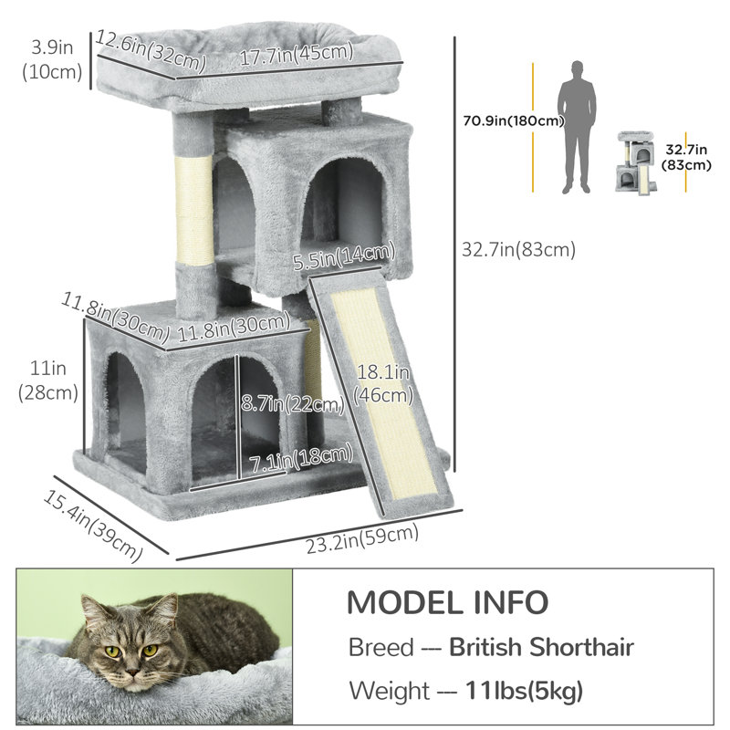 Arbre à chat 33 "Zara, Gris pâle