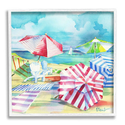 " Ventura Beach Stripped Umbrellas " by Paul Brent