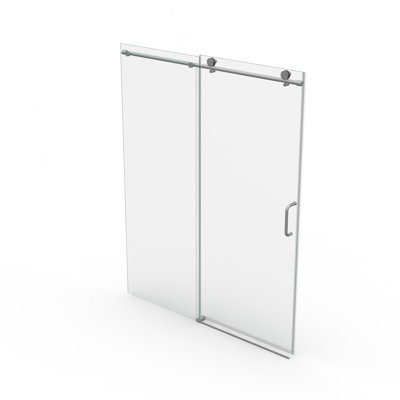 56" - 60" W X 76" H Single Sliding Shower Door, Frameless Bathroom Sliding Door With 1/4" (6Mm) Tempered Glass For Walk-In Shower