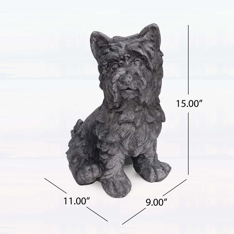 Charmante statue de terrier pour jardin, en pierre reconstituée gris antique, aucun assemblage requis pour la décoration extérieure