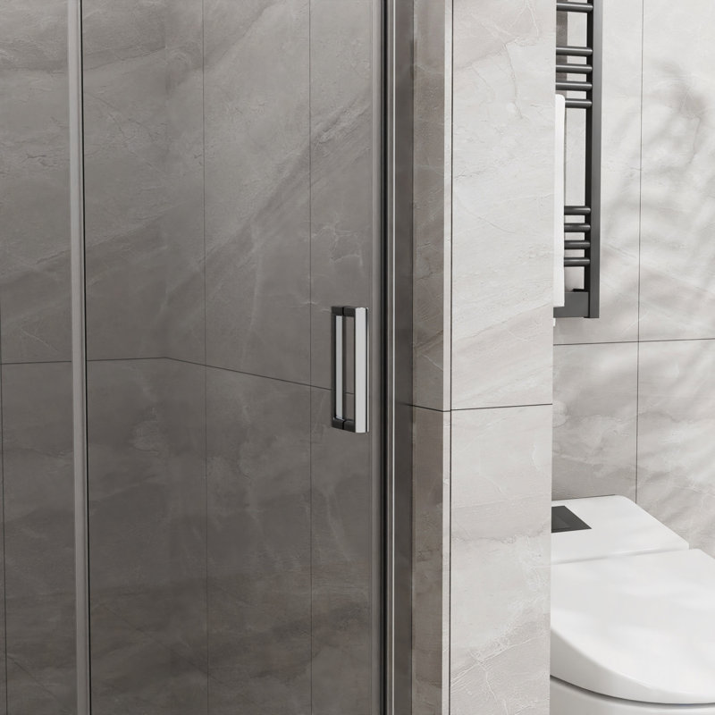 34"X 72" Frameless Glass Shower Door 1/4" Tempered Clear Glass Swing Shower Panel, Foldable, Chrome